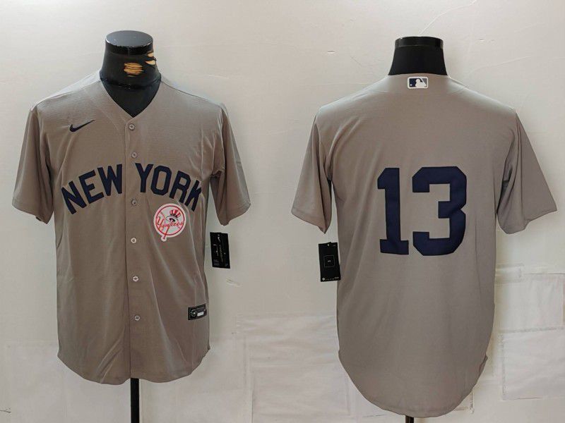 Men New York Yankees #13 No Name Grey Game 2024 Nike MLB Jersey style 8142